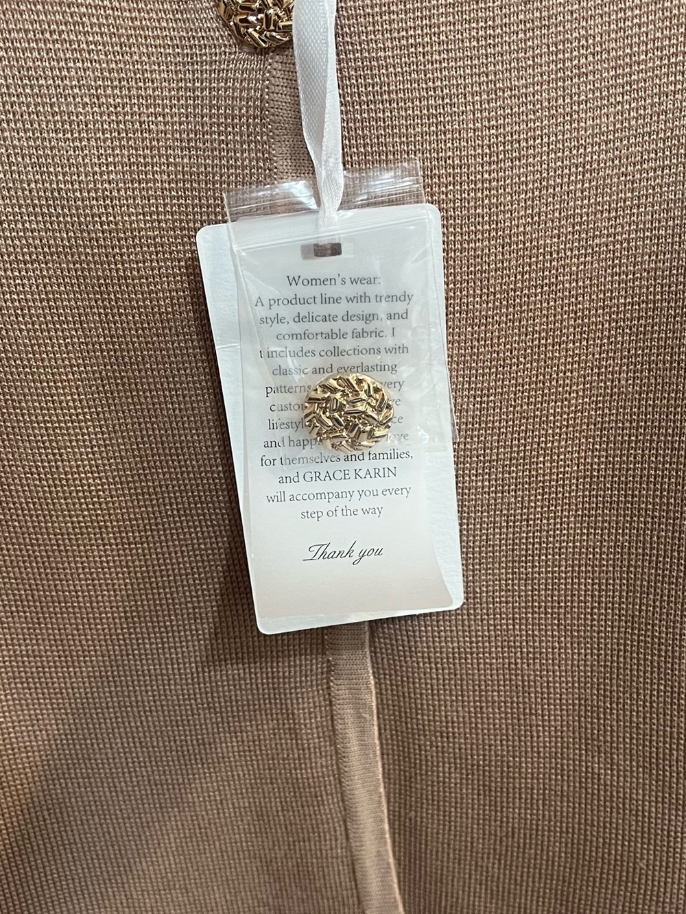 NWT Grace Karin Tan Long Sleeve Button-Down Cardigan w/Gold Toned Buttons- M - Picture 7 of 9